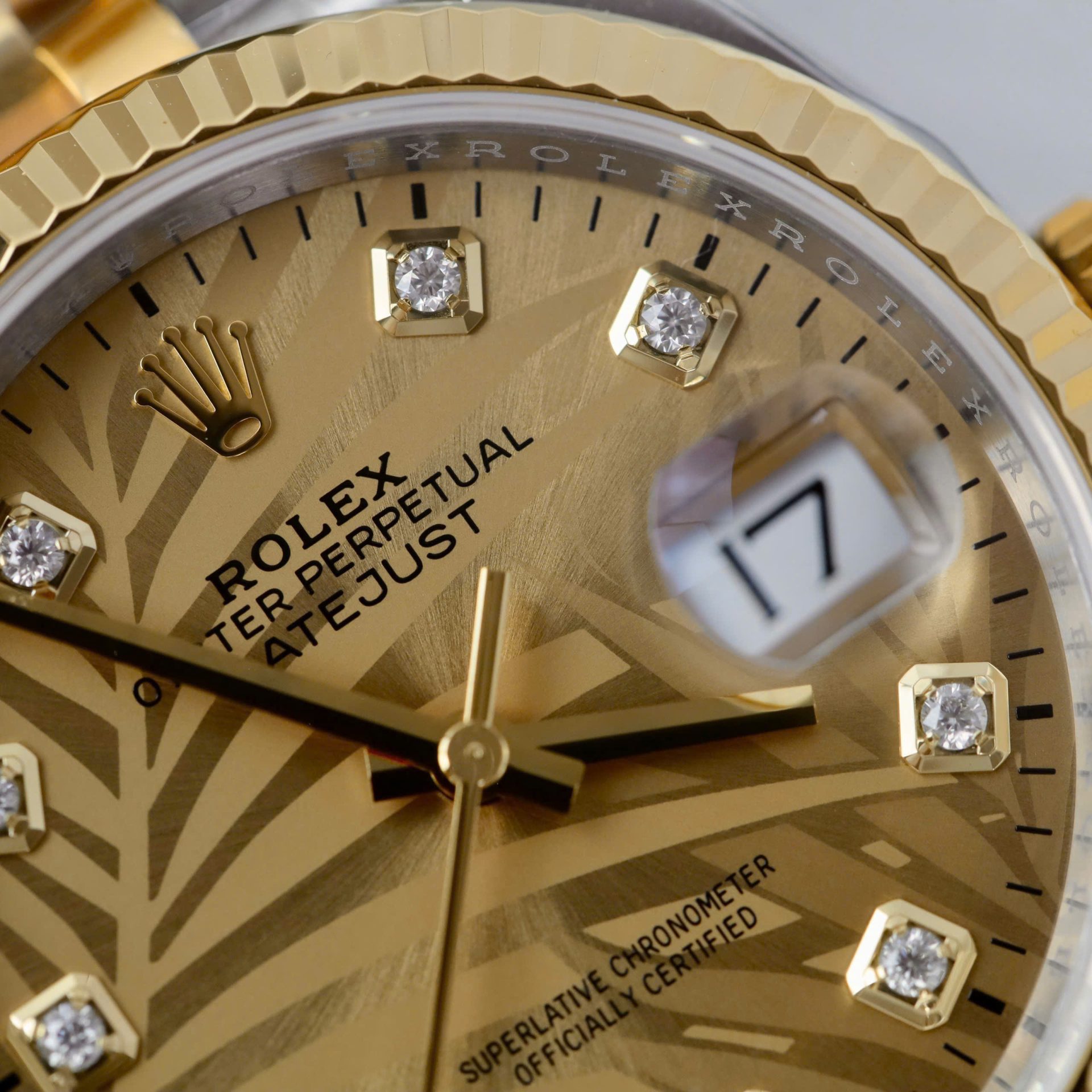 Rolex Datejust 126233 SS/YG Plated Gold Palm Dial CZ Diamonds 36mm Jub Super Clone