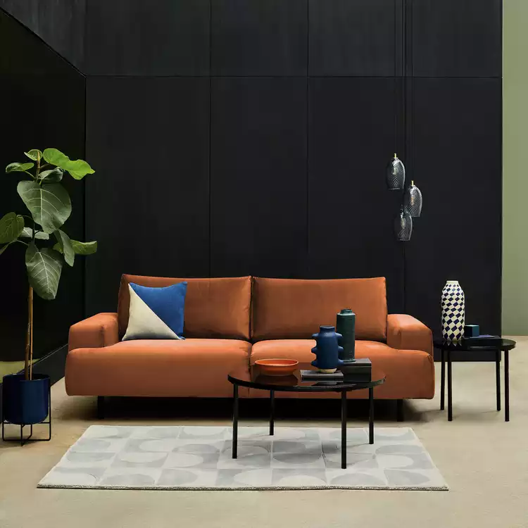 Habitat Julien Velvet 3 Seater Sofa - Orange