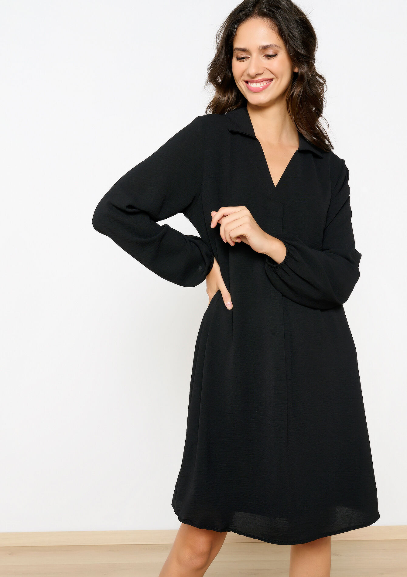 Rechte polojurk in kreukstof