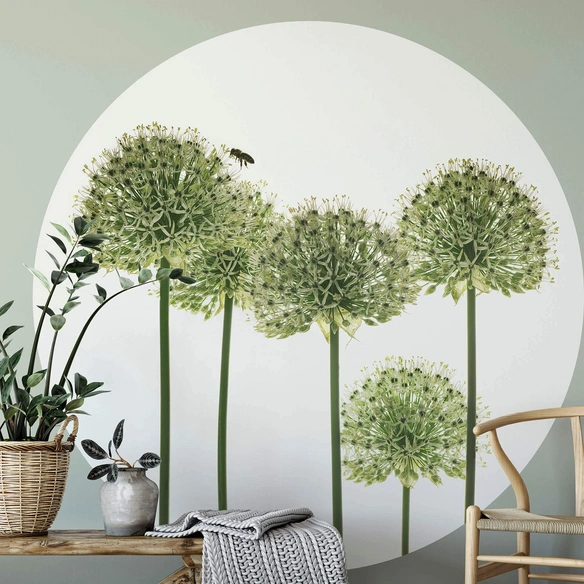Vliestapete »Runde Vliestapete«, Kadam Botanische Zierlauch, mehrfarbig, matt