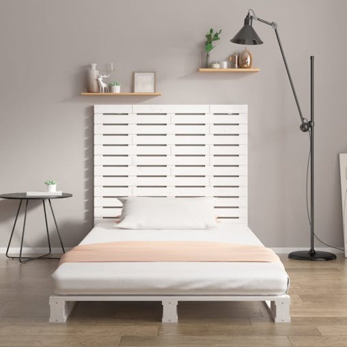 NNEVL Wall Headboard White 96x3x91.5 cm Solid Wood Pine
