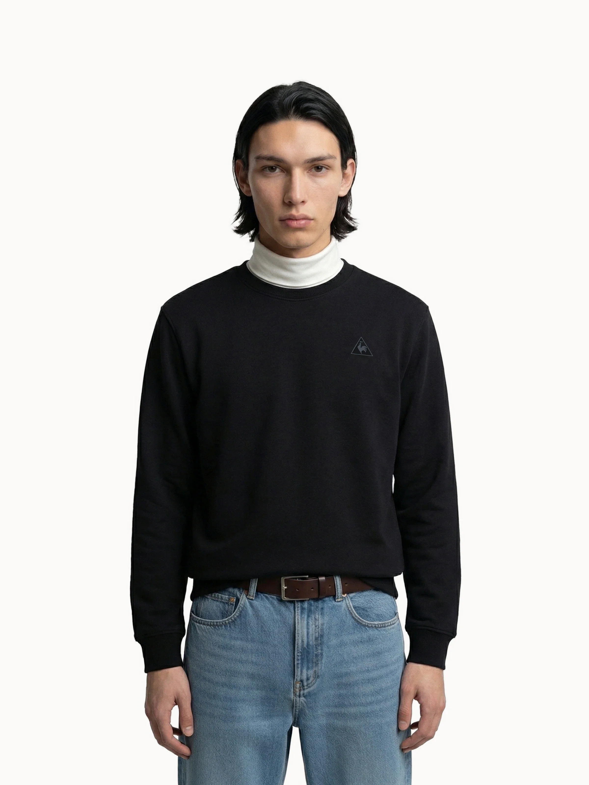 Sweat col rond relax double face et logo triangle