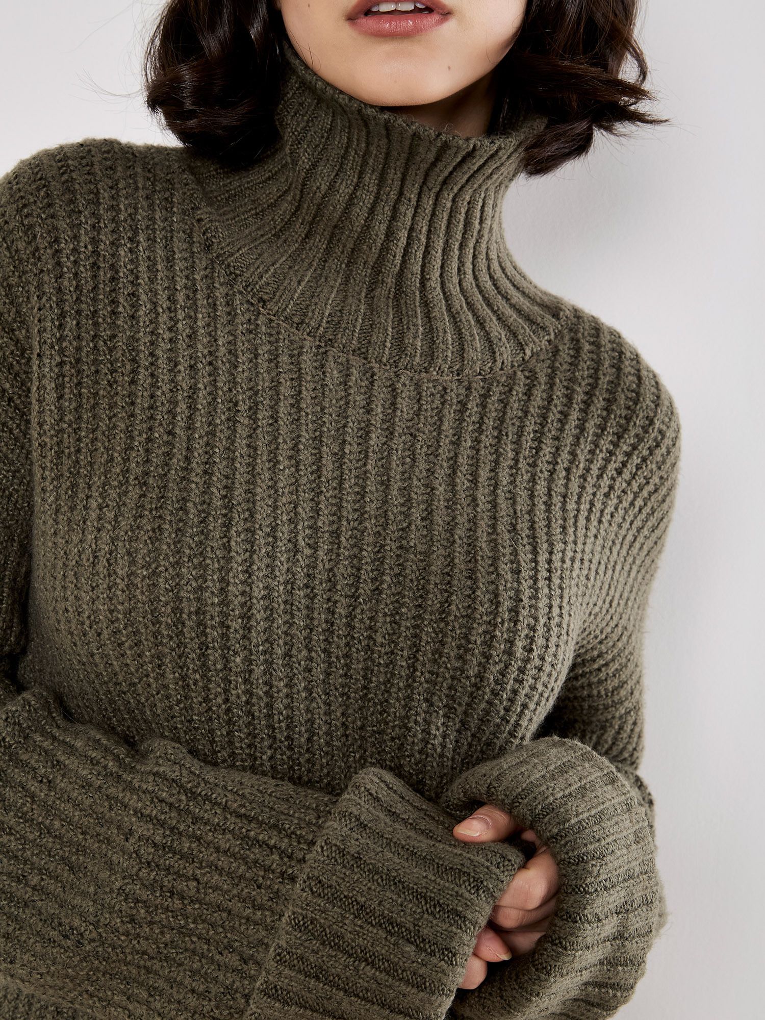 Apricot Boucle Knit Fisherman Jumper Mini Dress