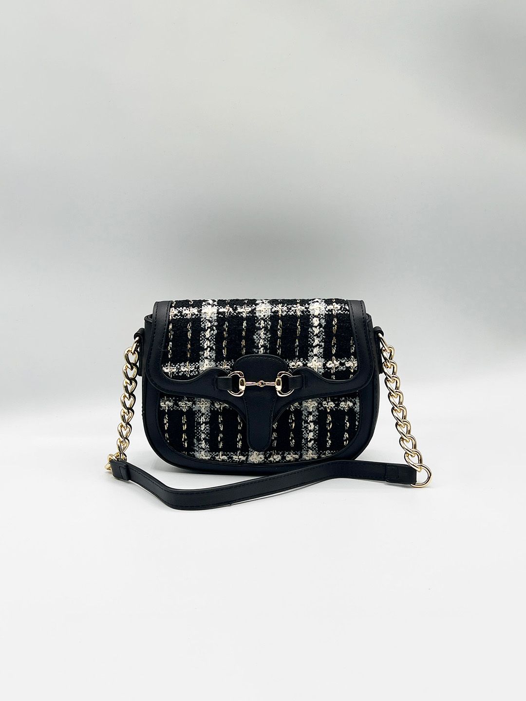 SVNX Knit Check Shoulder Bag