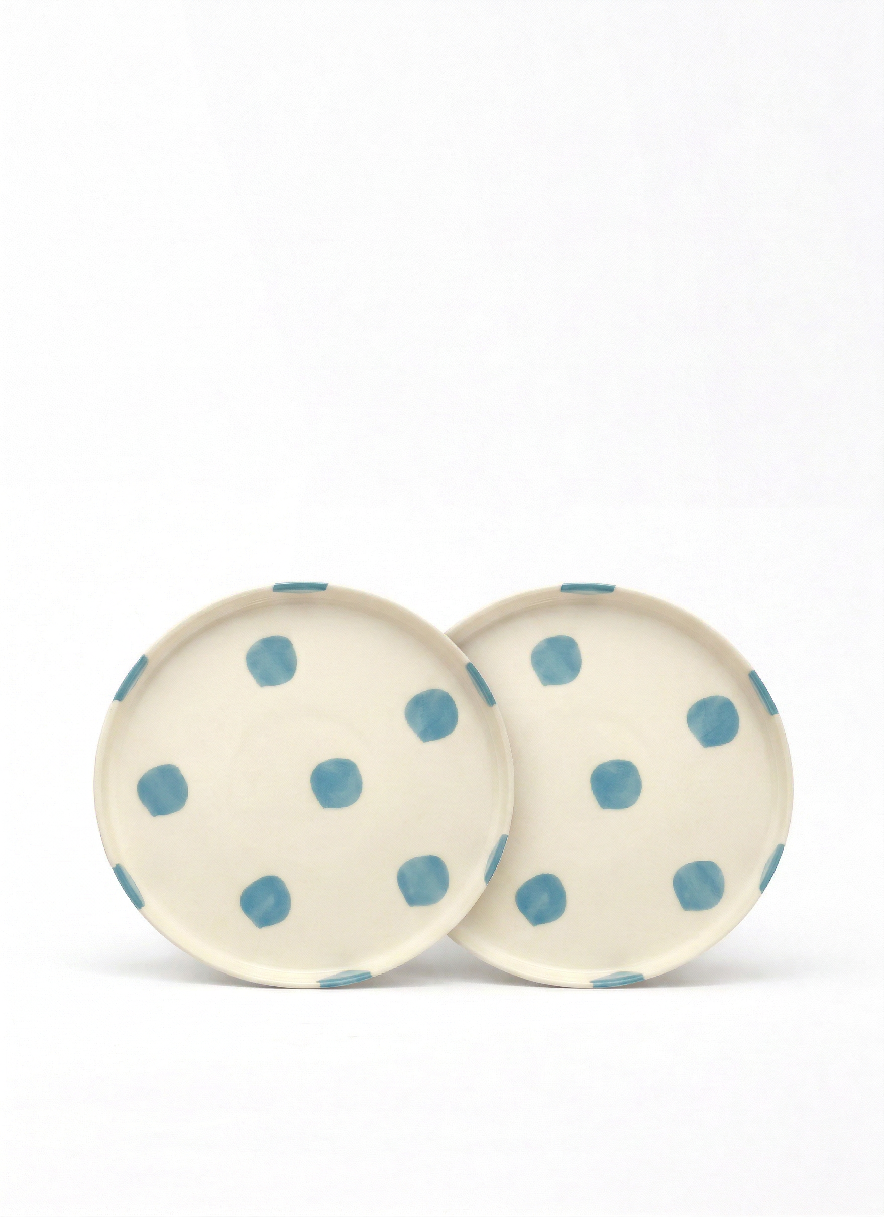 vtwonen - Lunchbord - Stippen - Blauw - Set van 2 - Keramiek - 20cm