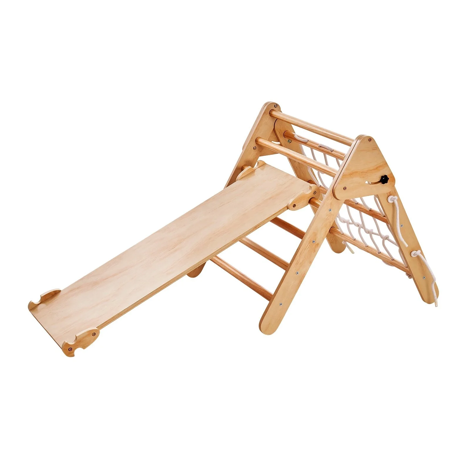 Wood Color Pine 4 in 1 Montessori Climbing Slide Set for Kids, Foldable and Safe - 30.3” L x 25.2” W x 24.8” H