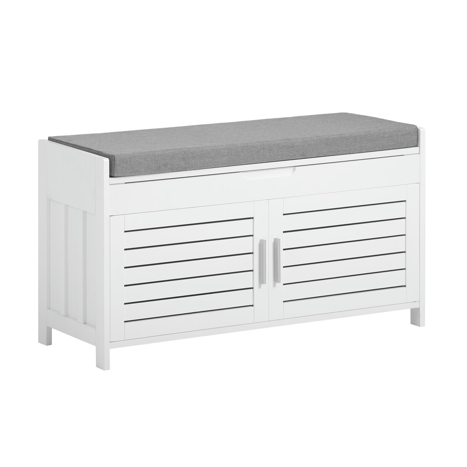 - Banc d'entrée 2 portes effet bois blanc