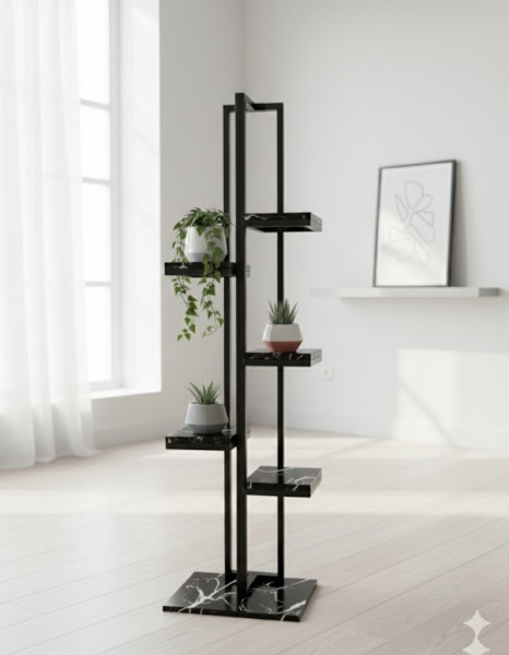 Kwietnik King półka stojak duży metalowy Loft glamour czarny