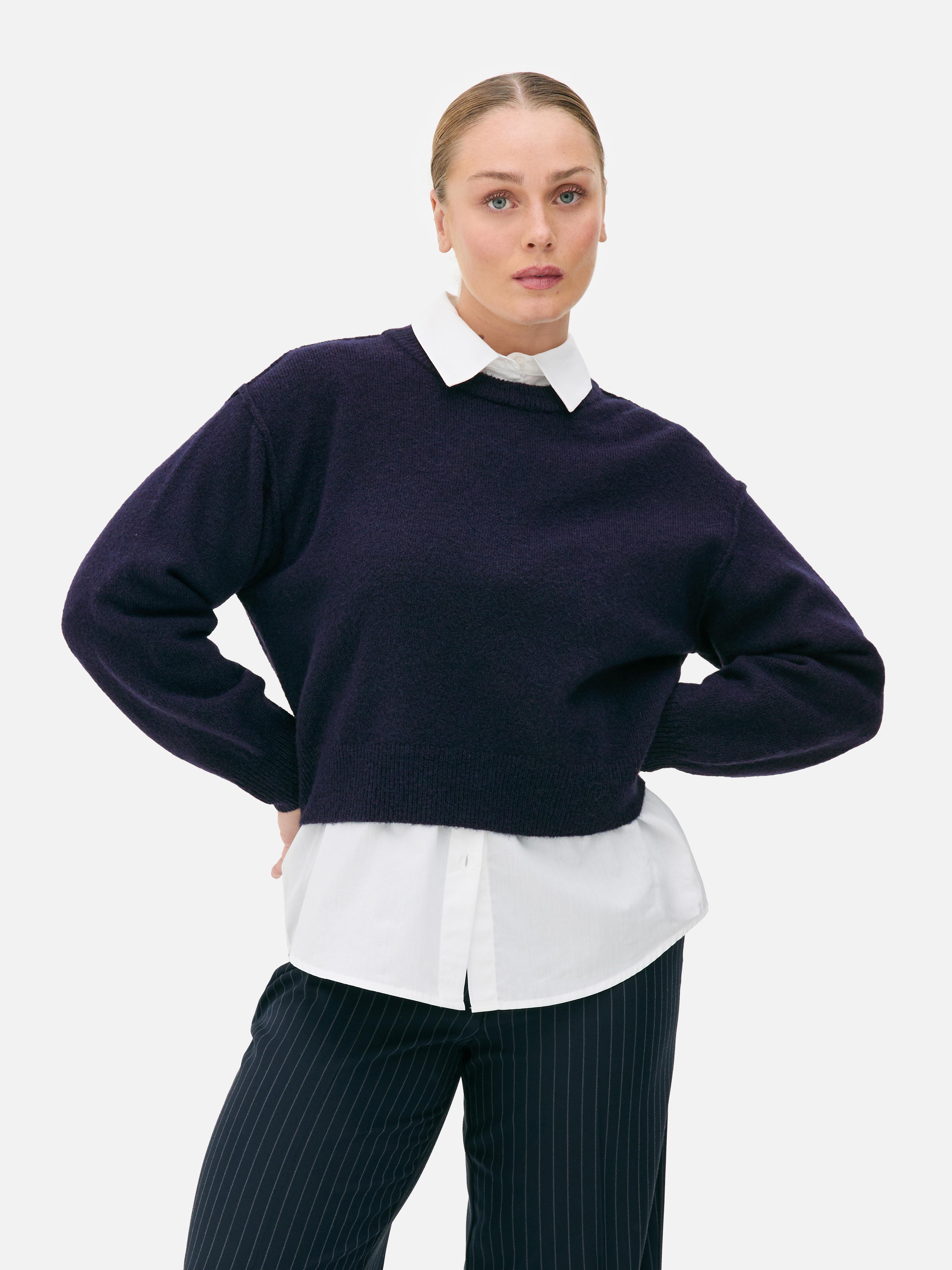 Drop Shoulder Crew Sweater
