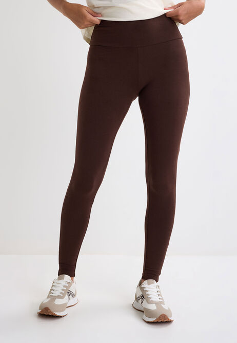 Womens Chocolate Brown Wide Waistband Leggings