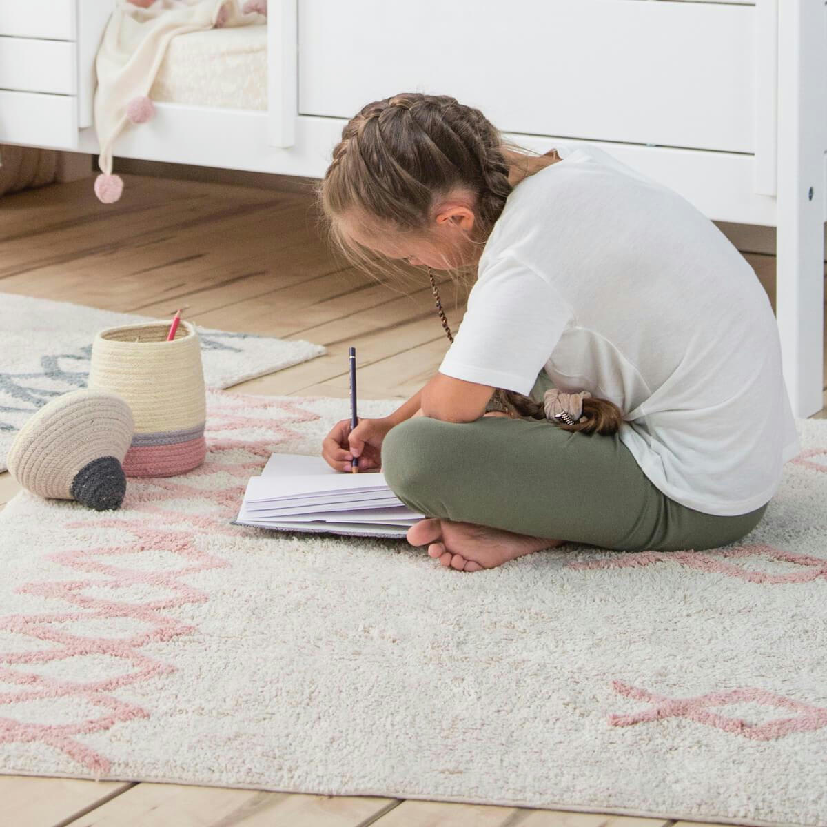 ATLAS NATURAL - Tapis coton lavable vintage nude 170x240cm