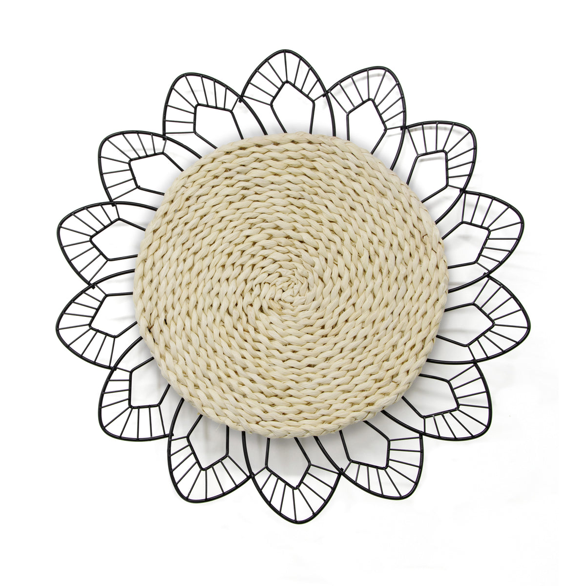 Art for the Home Metal Art - Bloem met rotan - diameter 47cm