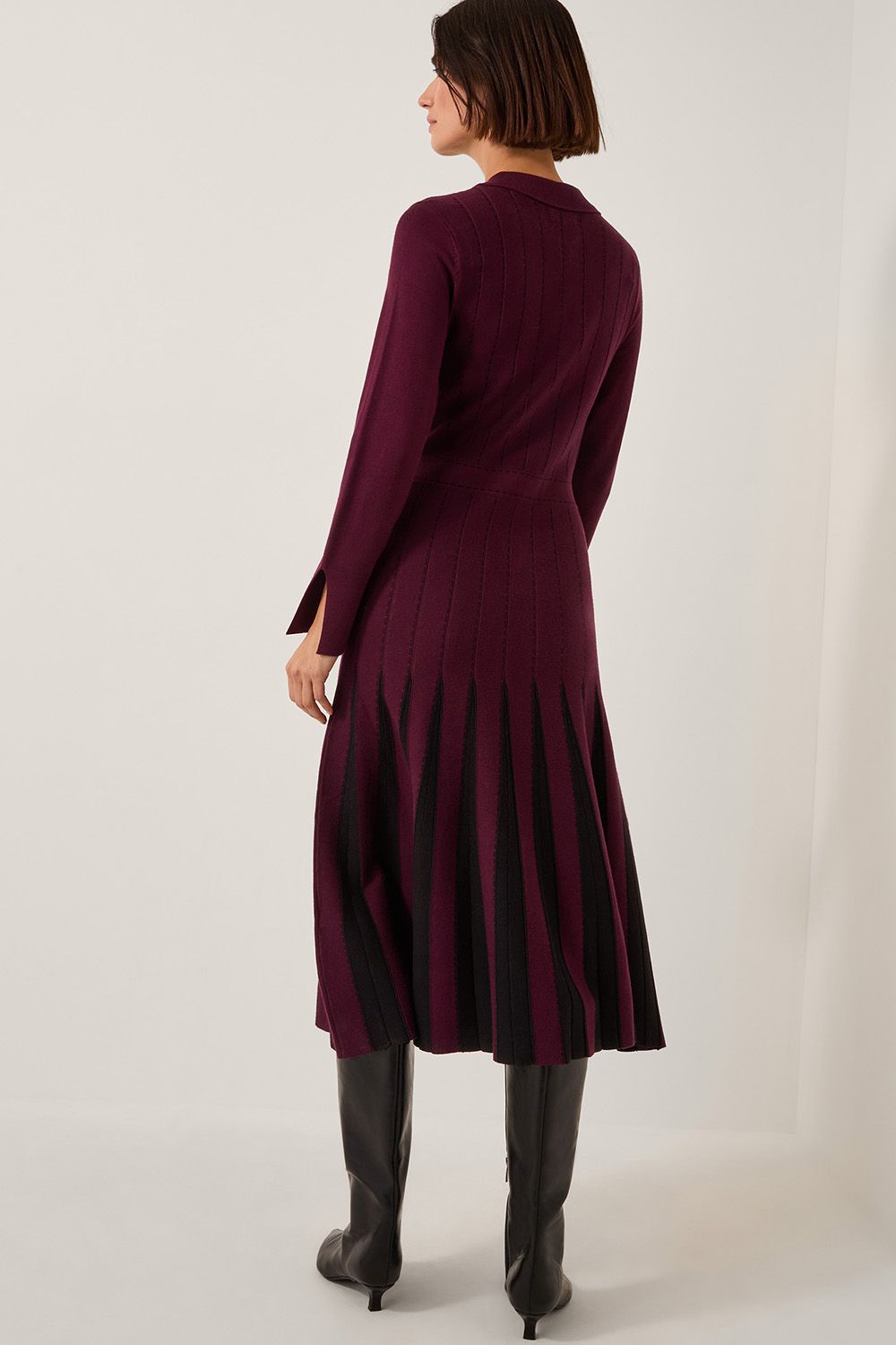 Monsoon Prue Knit Pleated Shirt Dress Red