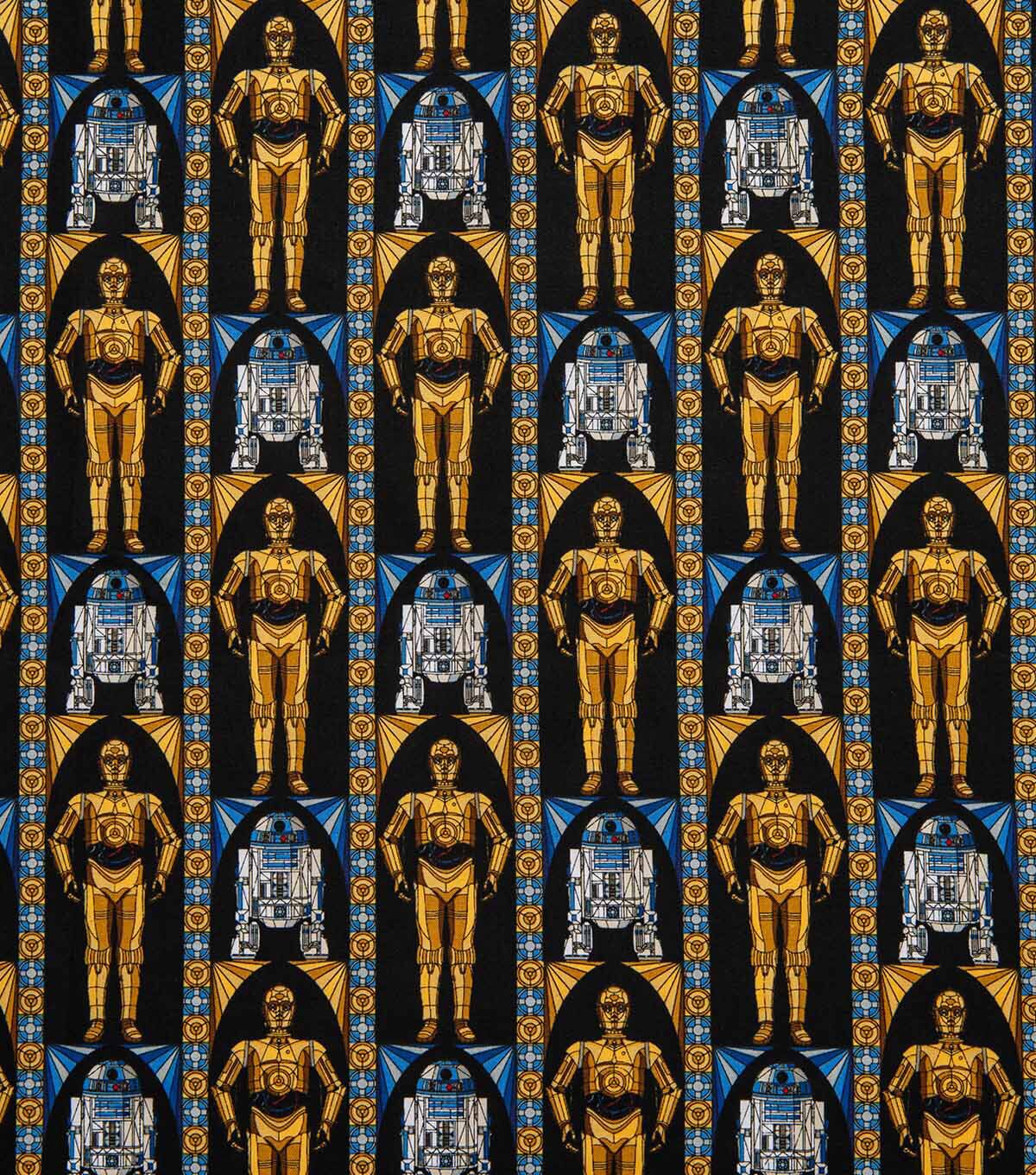 Star Wars Stain Glass Driods Cotton Fabric