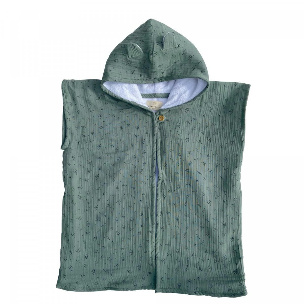 GREEN & KIDS - Peignoir en gaze de coton biologique à motifs vert