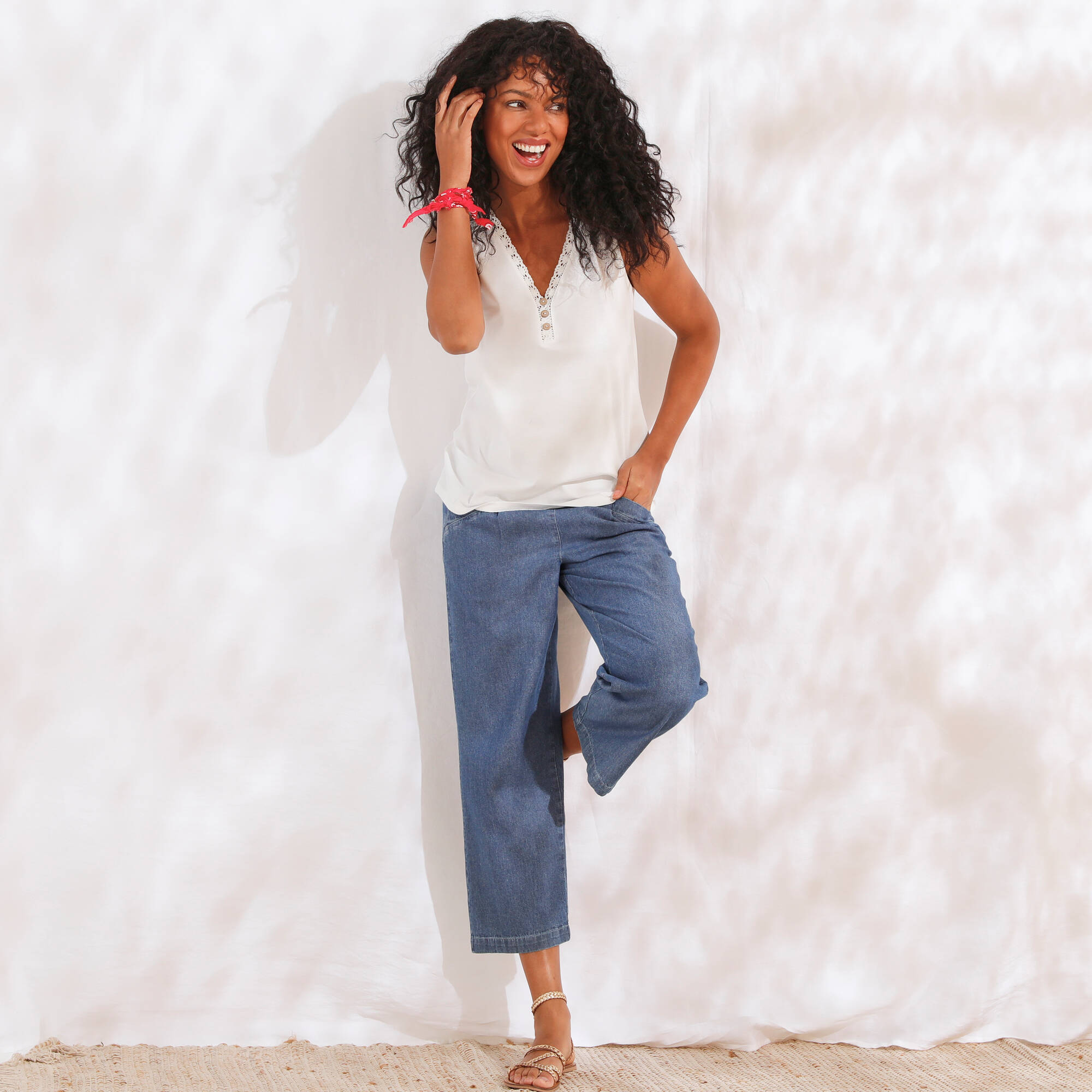 Pantacourt large en denim