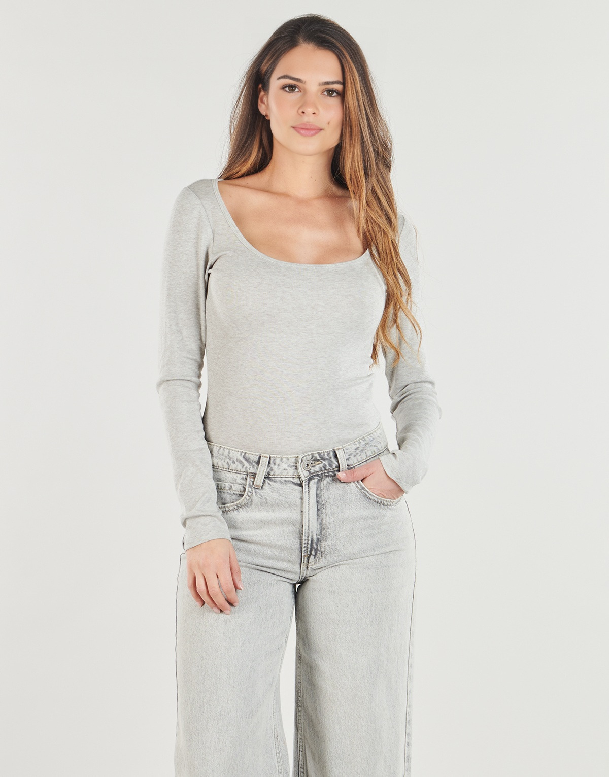 JJXX - JXSTAR LS U NECK TOP - Grey