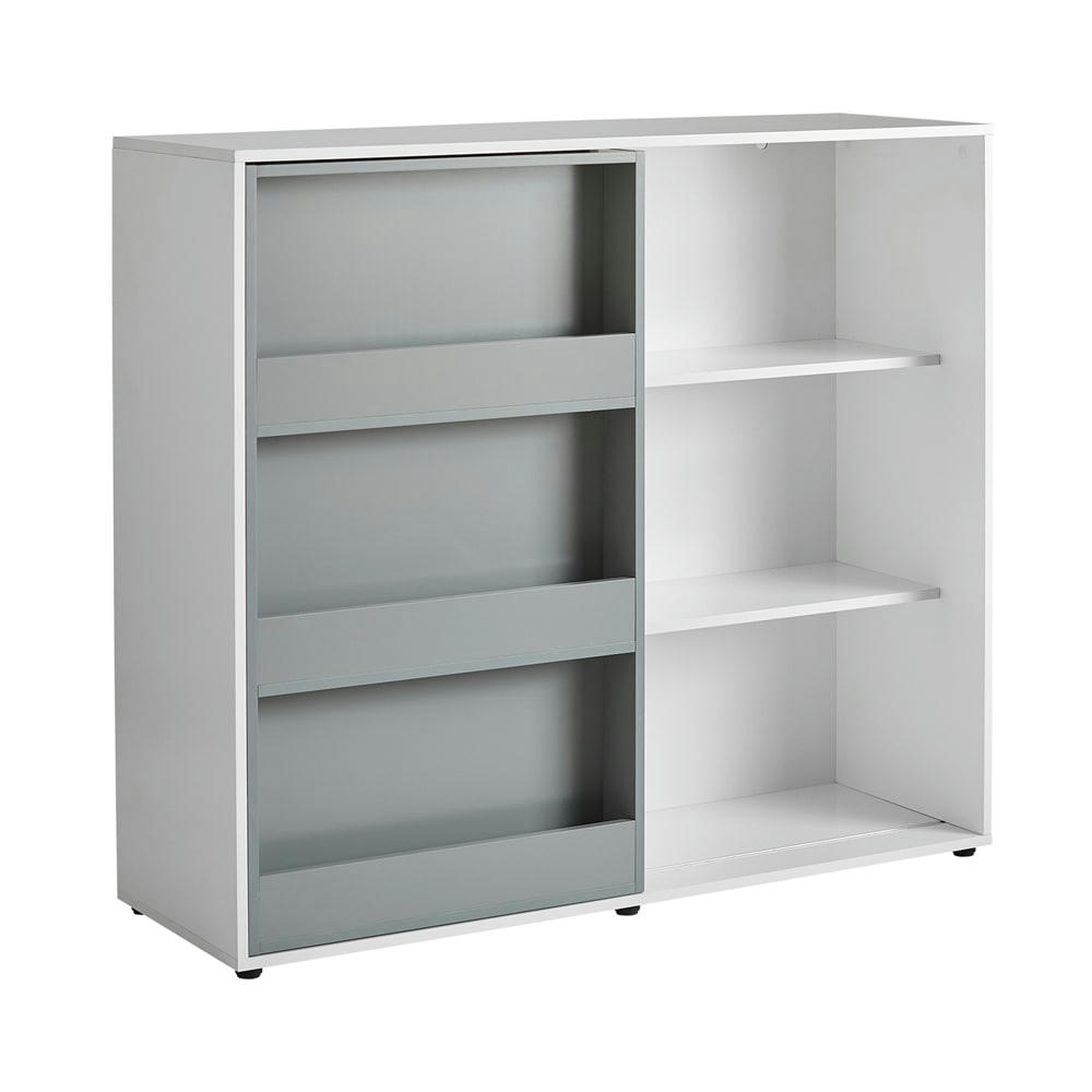 - Étagère pour enfantsavec porte coulissante effect bois blanc