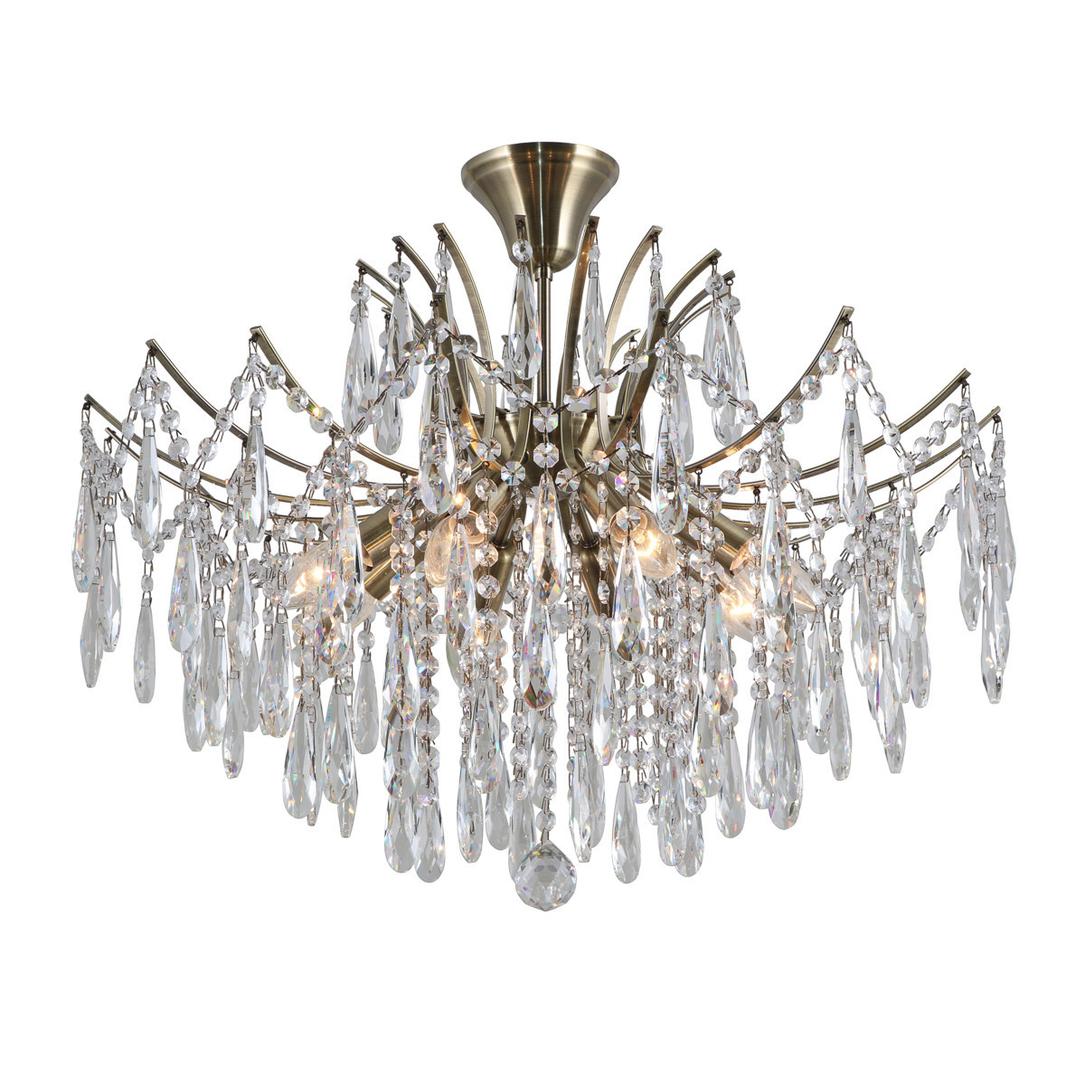 Lampa sufitowa mosiądz-przezroczysty MALLOLA 8xE14x40W Italux