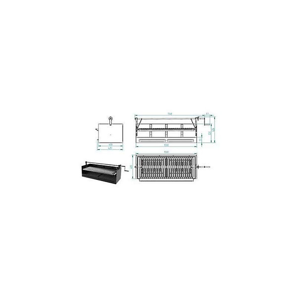Barbecue argentin bois et charbon FM BVE-100 100cm grille suspendue à manivelle