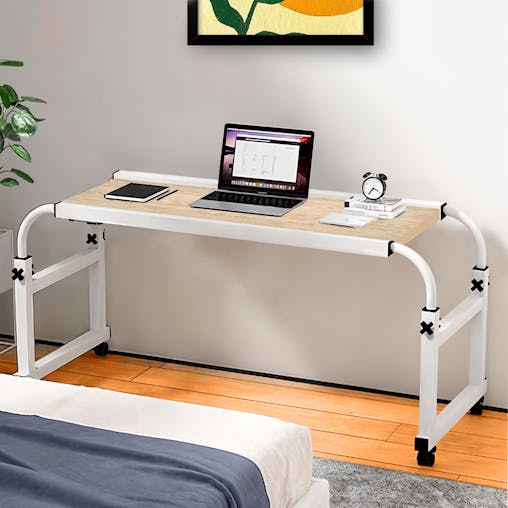 SOGA 120x45cm Wood Cross Bed Movable Desk Table w/ Adjustable Length & Height