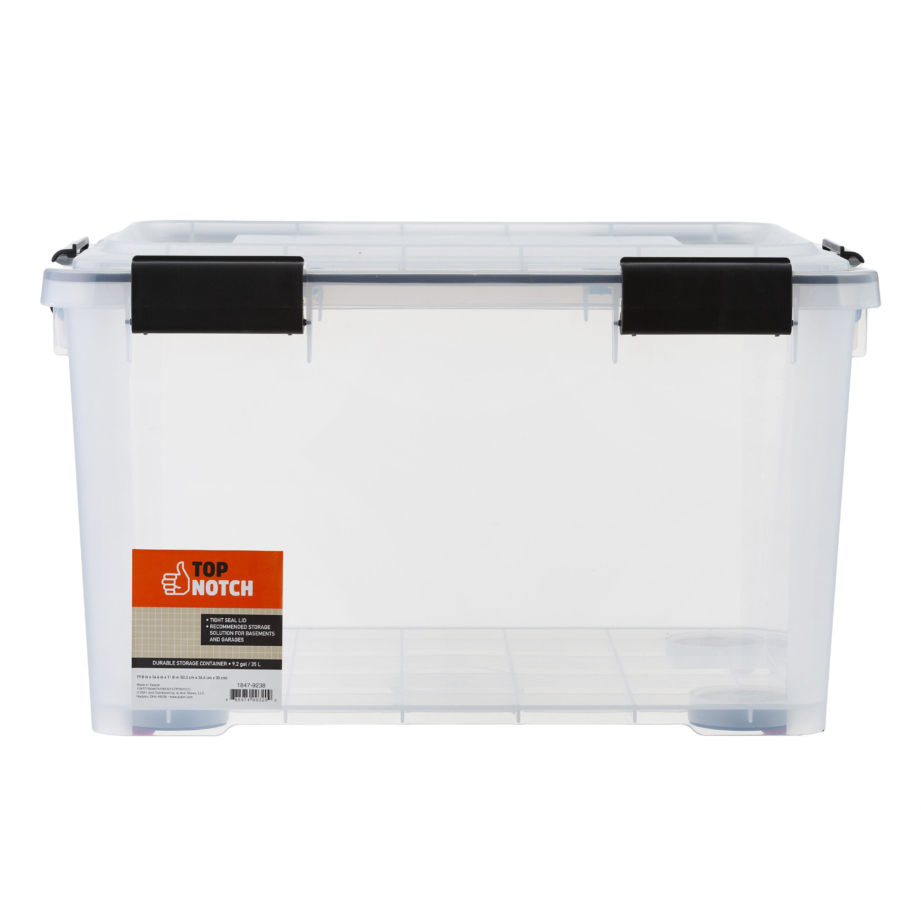 35 Liter Clear Durable Plastic Storage Box With Lid by Top Notch
