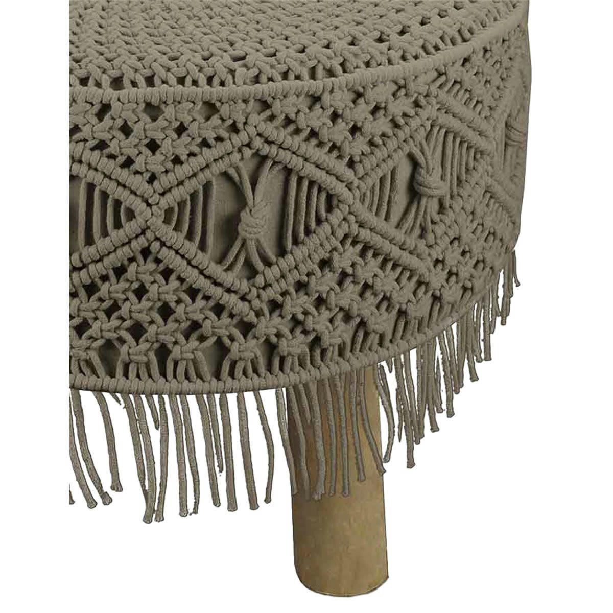 MAHRAMA - Tabouret en macramé  mastic