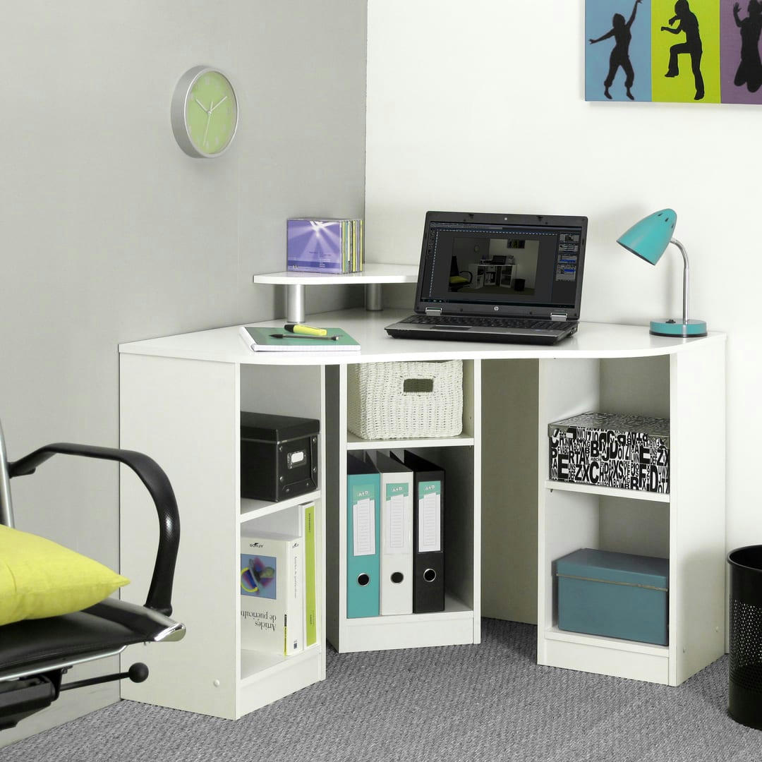 CORNER - Bureau effet bois blanc