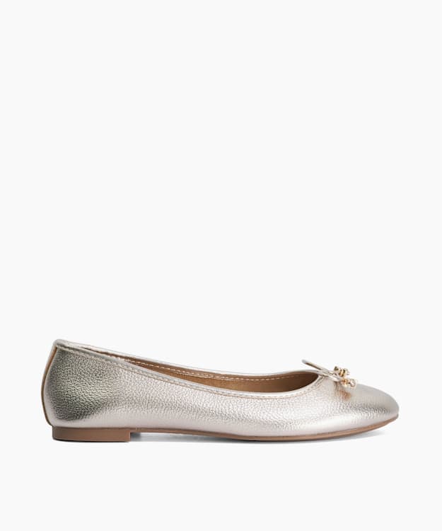 Hallo Gold - Wide Fit Charm-Detail Ballet Shoes