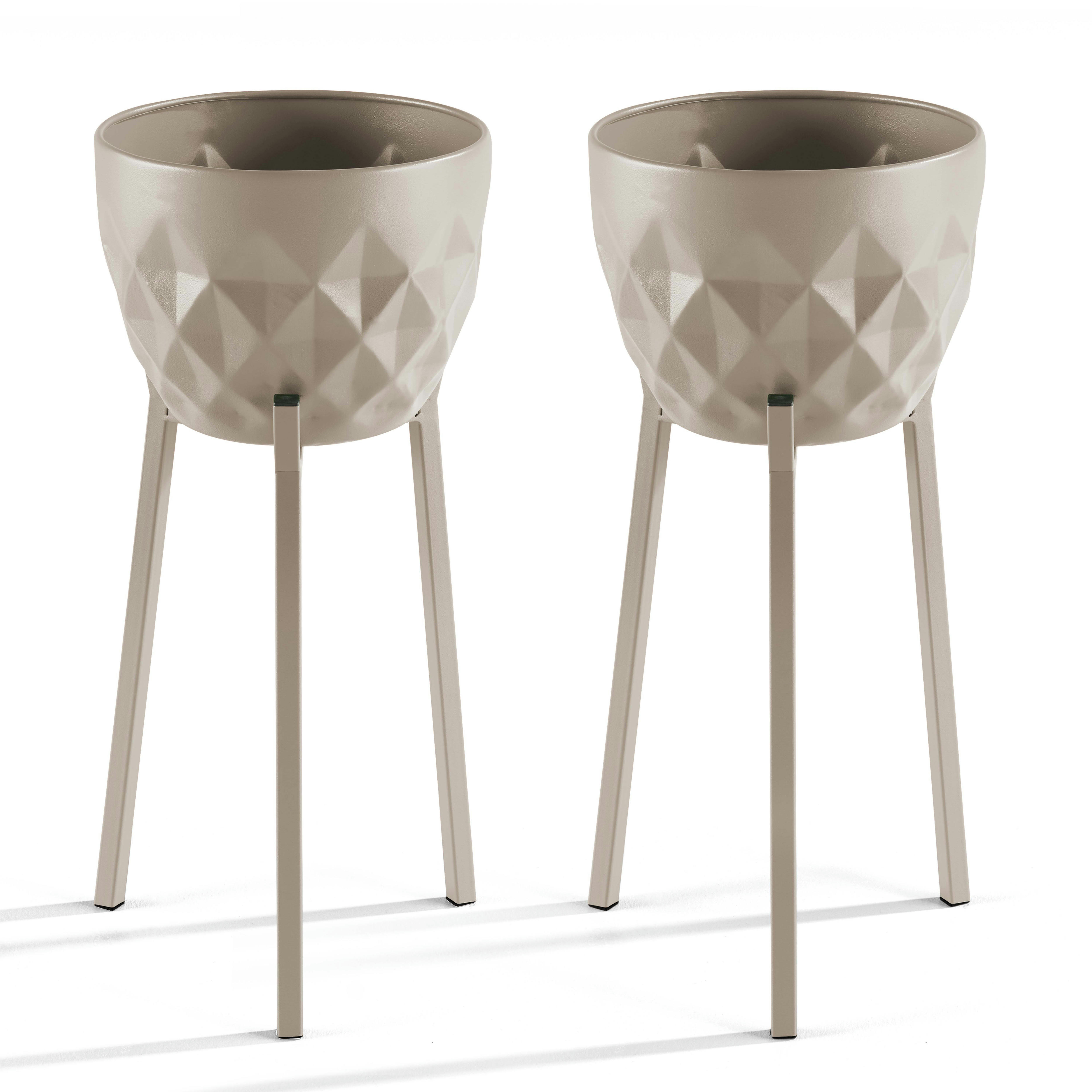 PALAVAS - Lot de 2 caches pots en métal Taupe