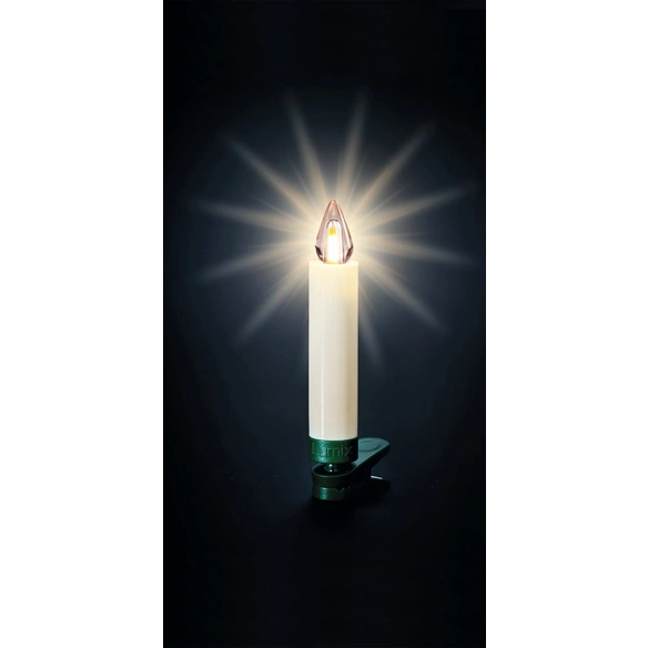 Christbaumkerzen Lumix Superlight Flame mini, Elfenbein, 12er