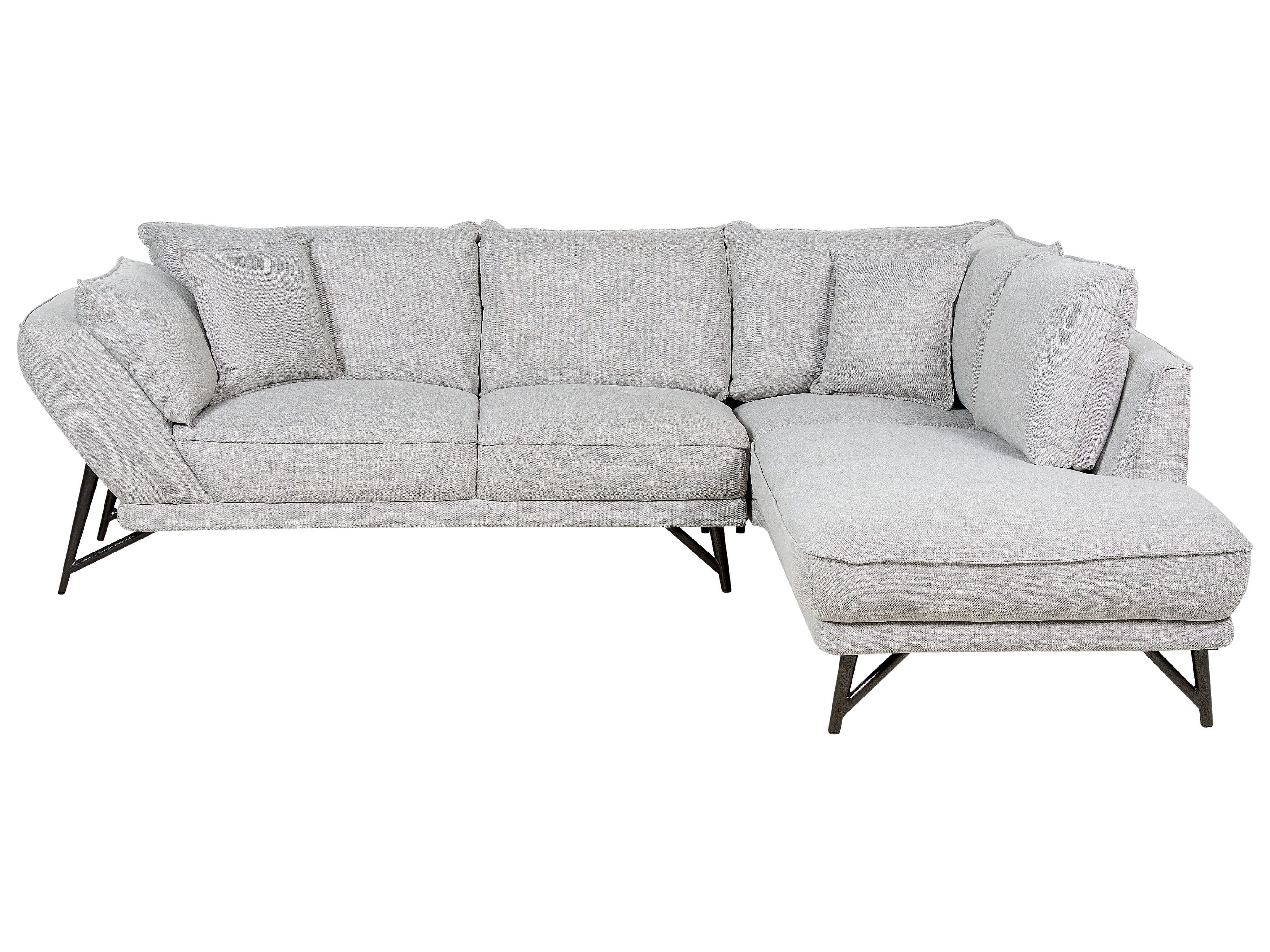 Corner Sofa 3 Seater ELGA Linen Light Grey Left Hand