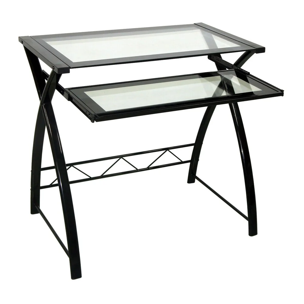 Computer Desk with Keyboard Tray, Black