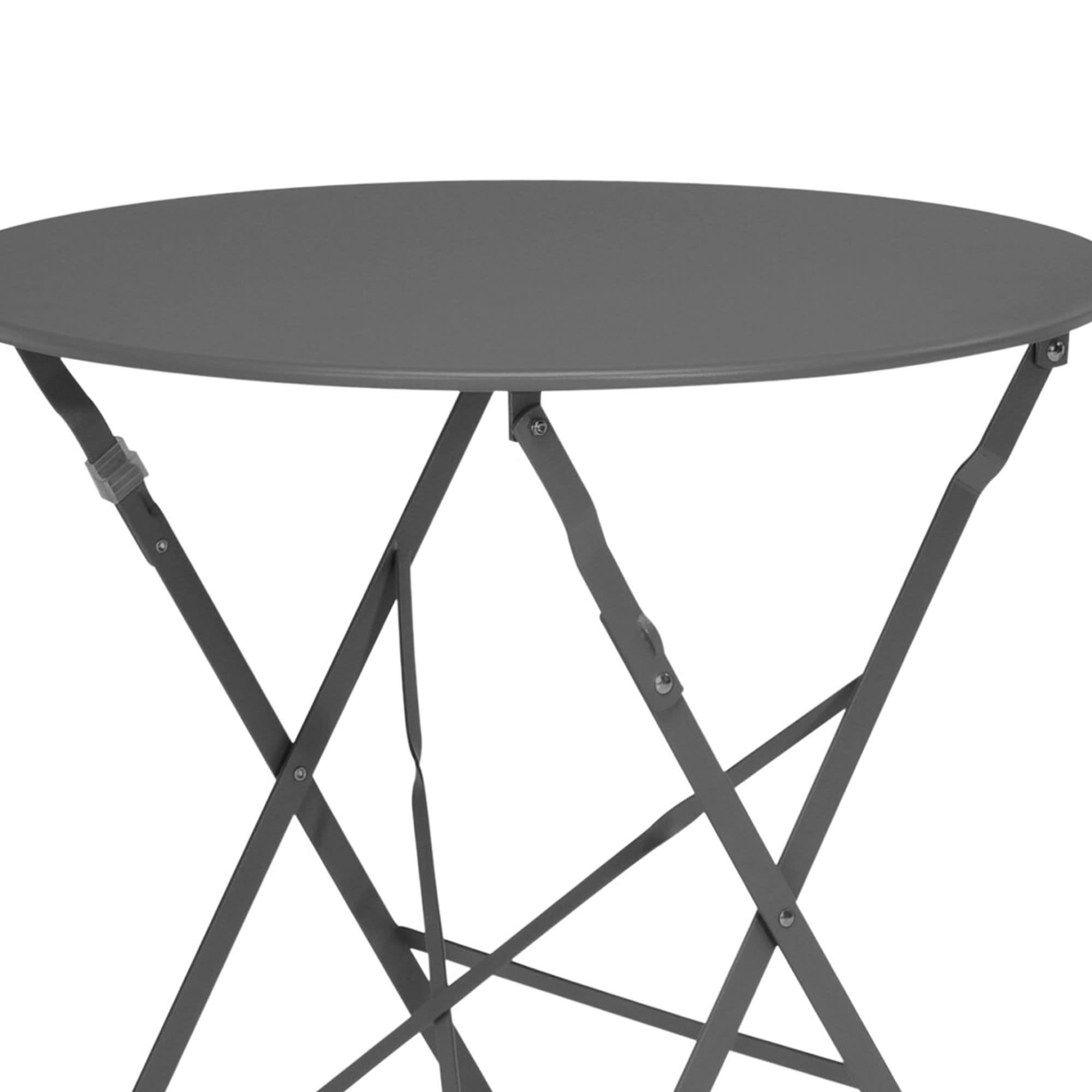 - Table jardin ronde pliable métal gris bistrot 60x60x70cm