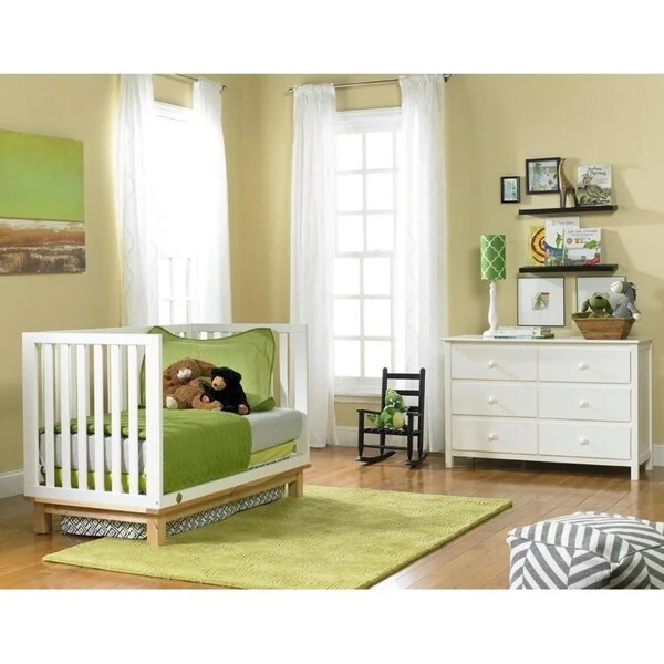Riley Island Crib, Snow White/Natural