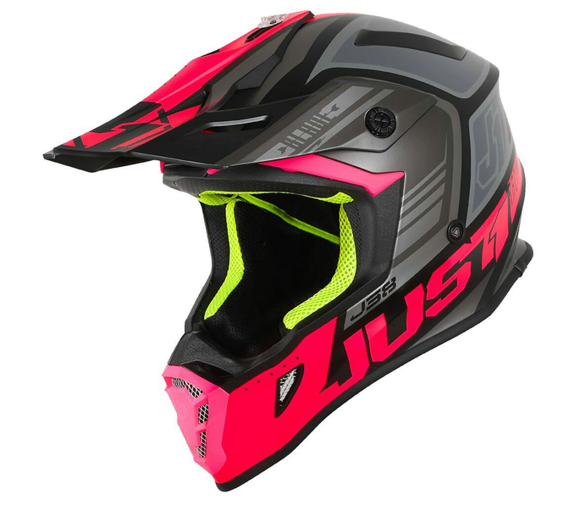 Just1 J38 Blade D-Ring Dirt Bike MX Off-Road Helmet, Pink/Black, Assorted Sizes
