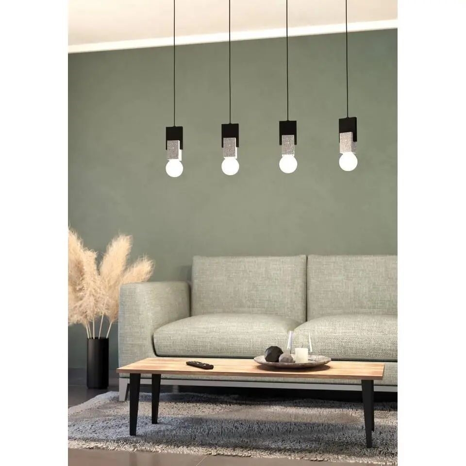 EGLO Lobatia Hanglamp - E27 - &Oslash; 40 cm - Zwart