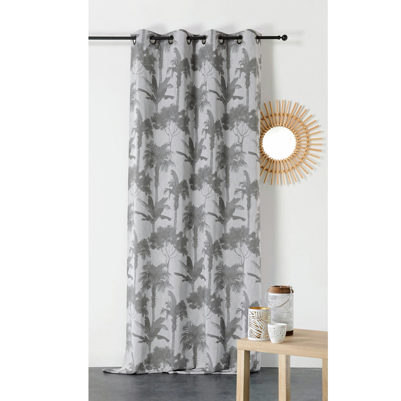 - Rideau d'ameublement tropical coton noir 140x260 cm