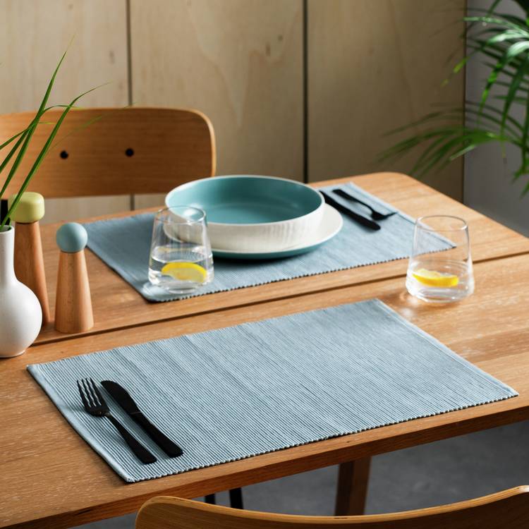 Habitat Ribbed Duck Egg Set of 4 Placemats