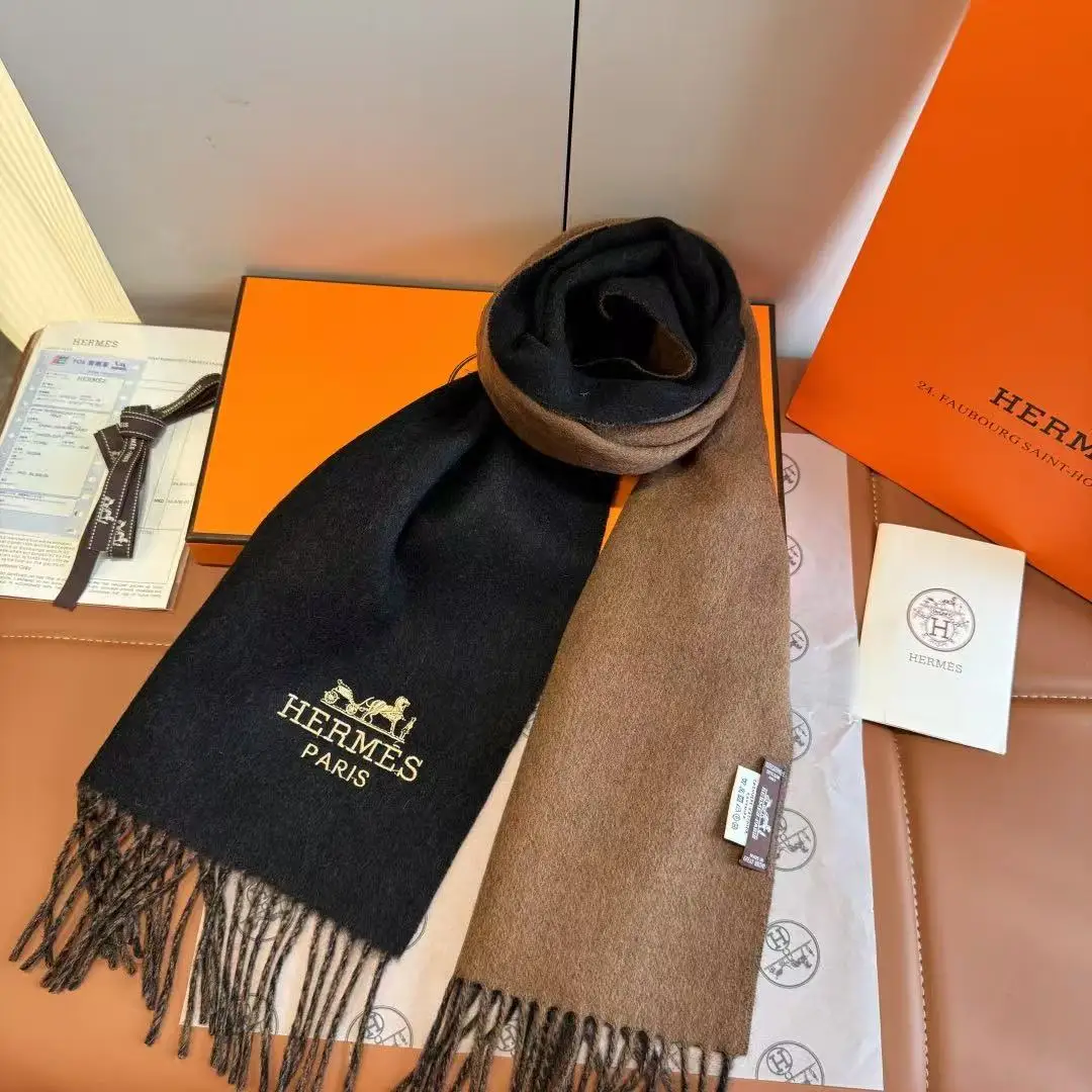Hermes Double-faced lambswool scarf