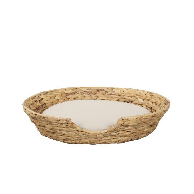 HERA - Panier rond pour chien et chat en jacinthe d'eau coussin écru