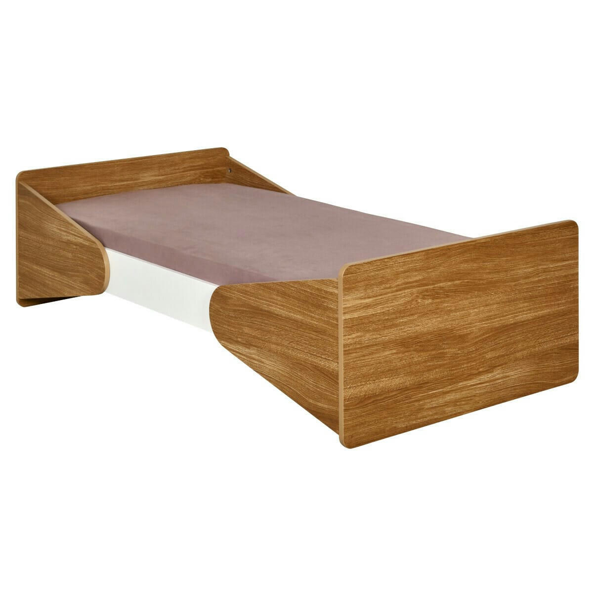 ZAHIA - Pack lit bébé avec matelas 70x140 cm effet bois blanc et bois