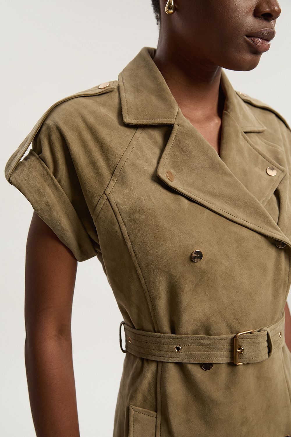 KarenMillen Suede Utility Mini Dress