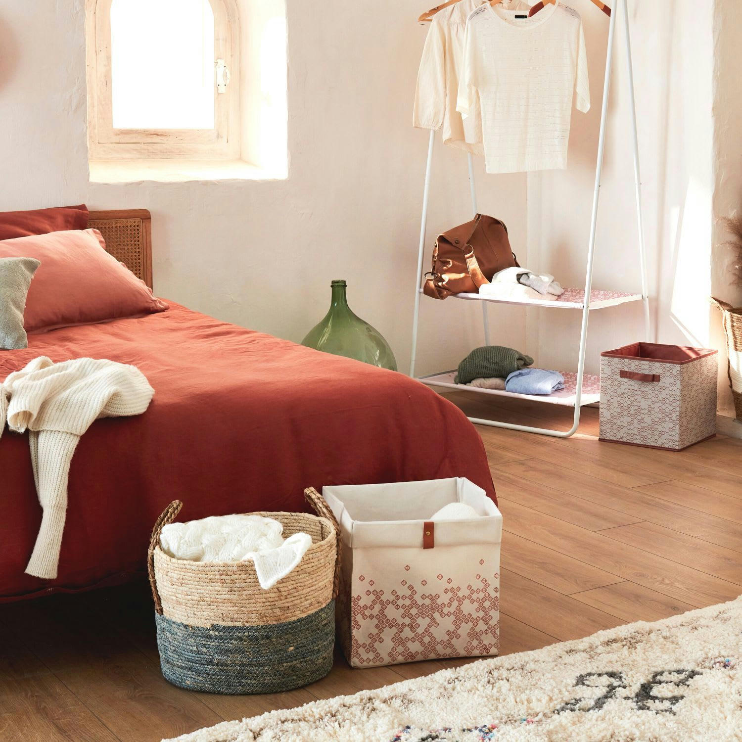 BOHÊME - Panier de rangement pliable flexible en polycoton 31x31x31cm