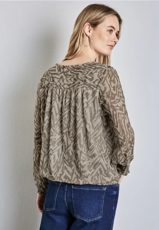 Chiffon-Bluse mit Raffung
