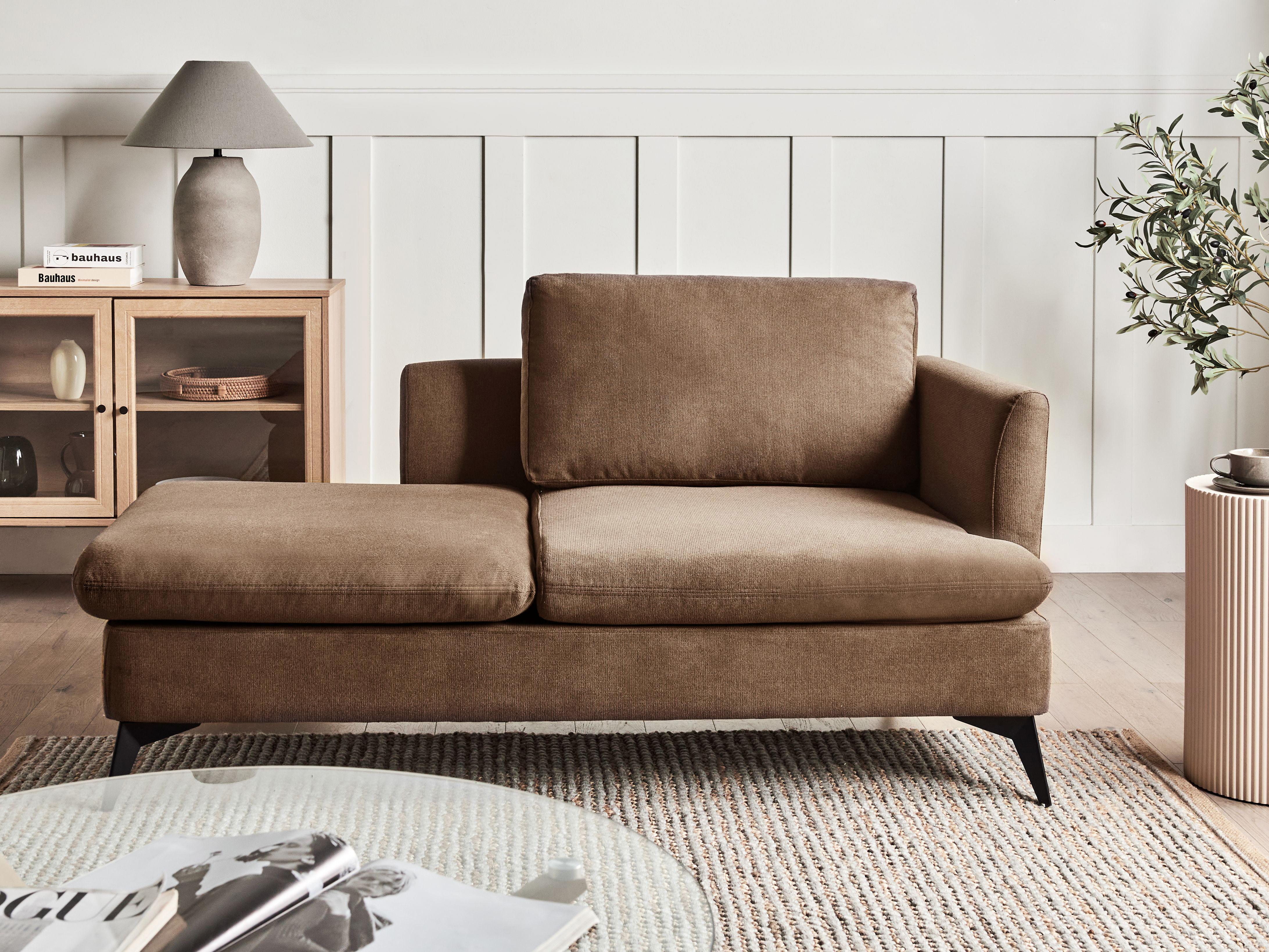 Right-Hand Chaise Longue SIEVOZ Fabric Brown