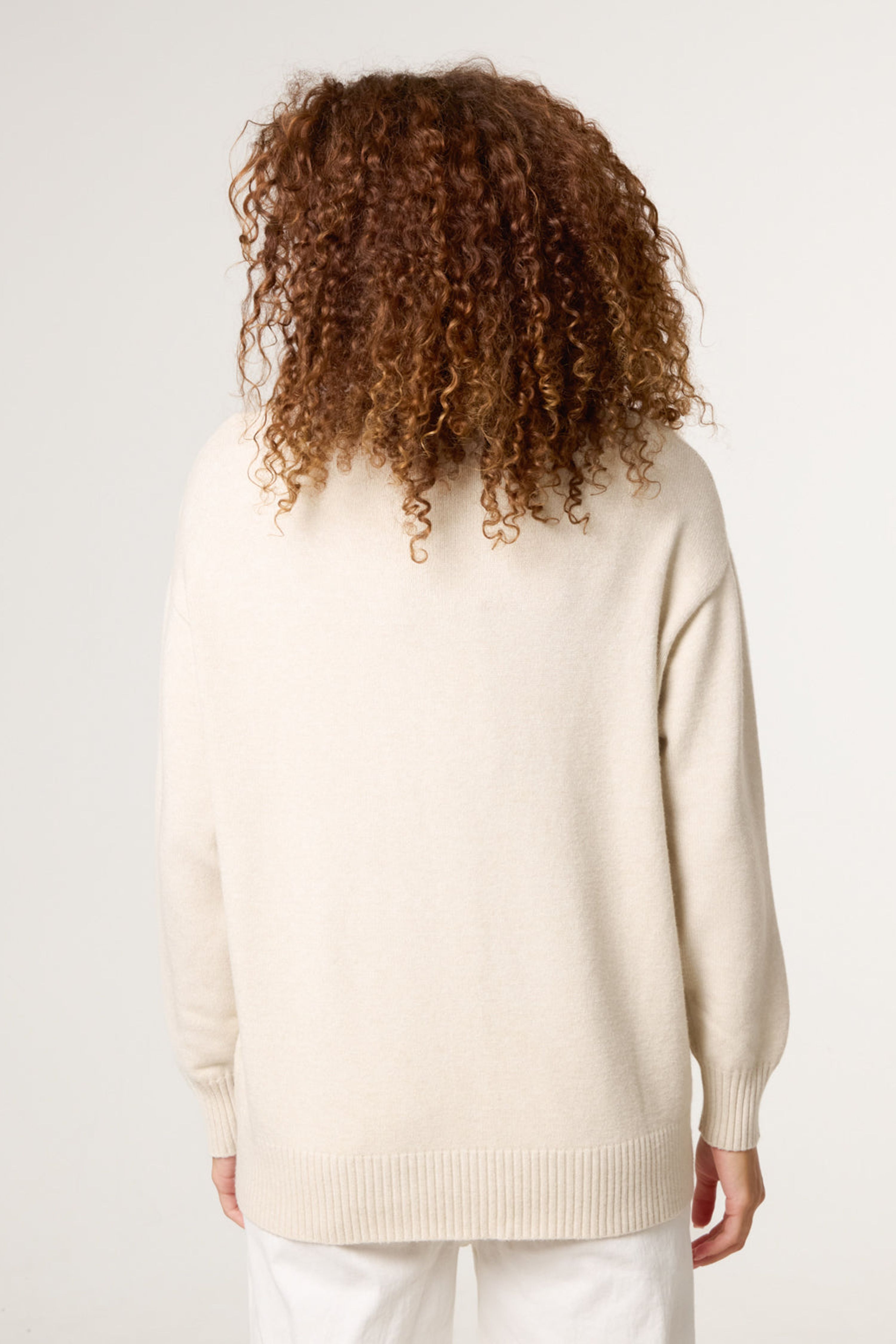 Blue Vanilla Beige Argyle Stitch Detail Jumper