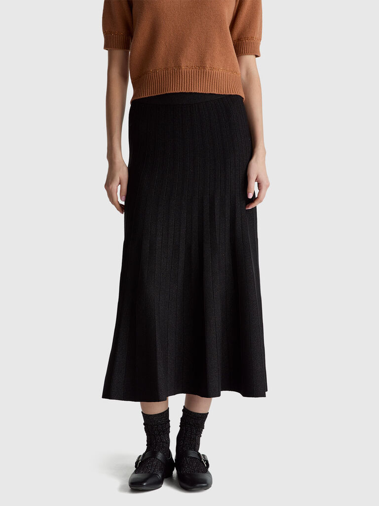 Pleated knit skirt with lurex