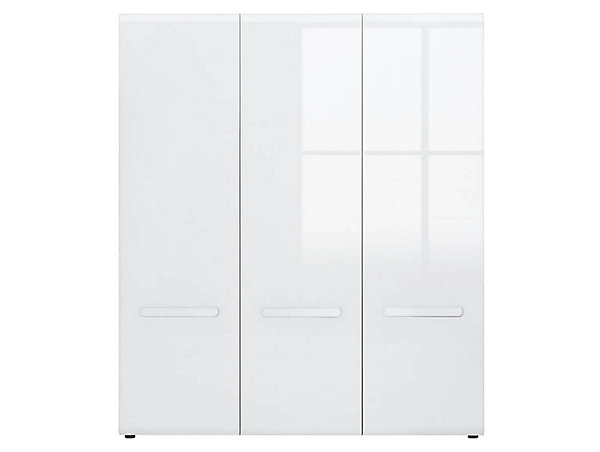 Armoire Placard à 4 portes ,coloris Blanc/Blanc haute brillance - Longueur 180 x Profondeur 57 x Hauteur 210 cm
