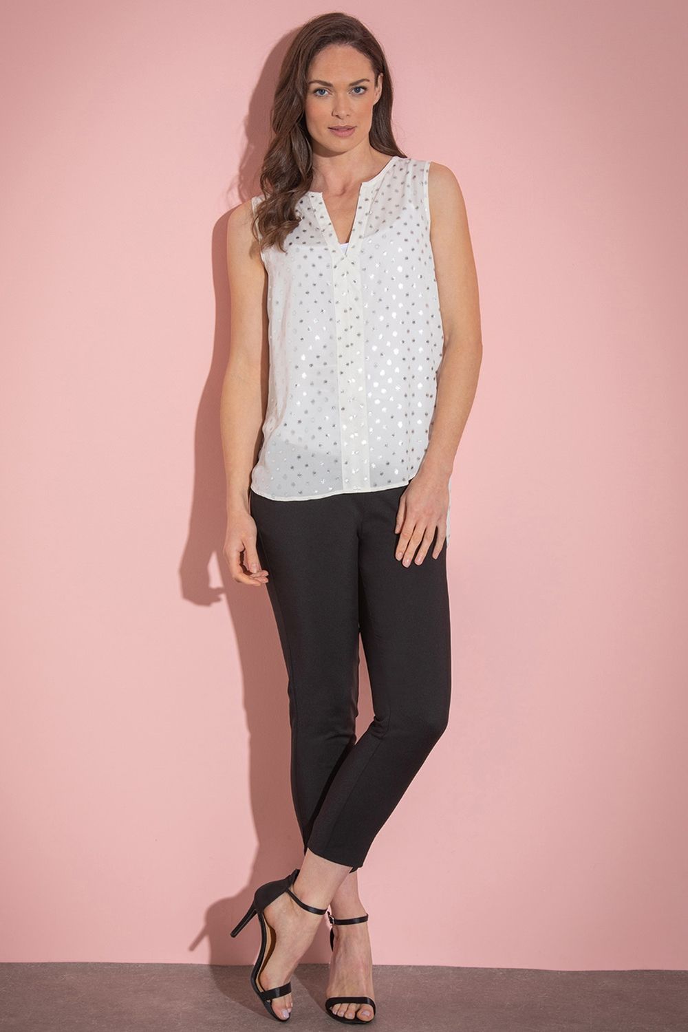 Klass. Foil Spot Printed Chiffon Top
